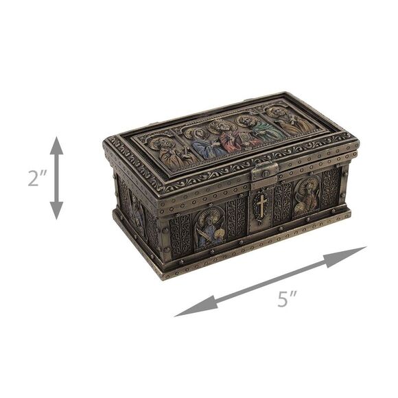 Bronzed Catholic Saints Altar Trinket Box - Picture 4 of 5